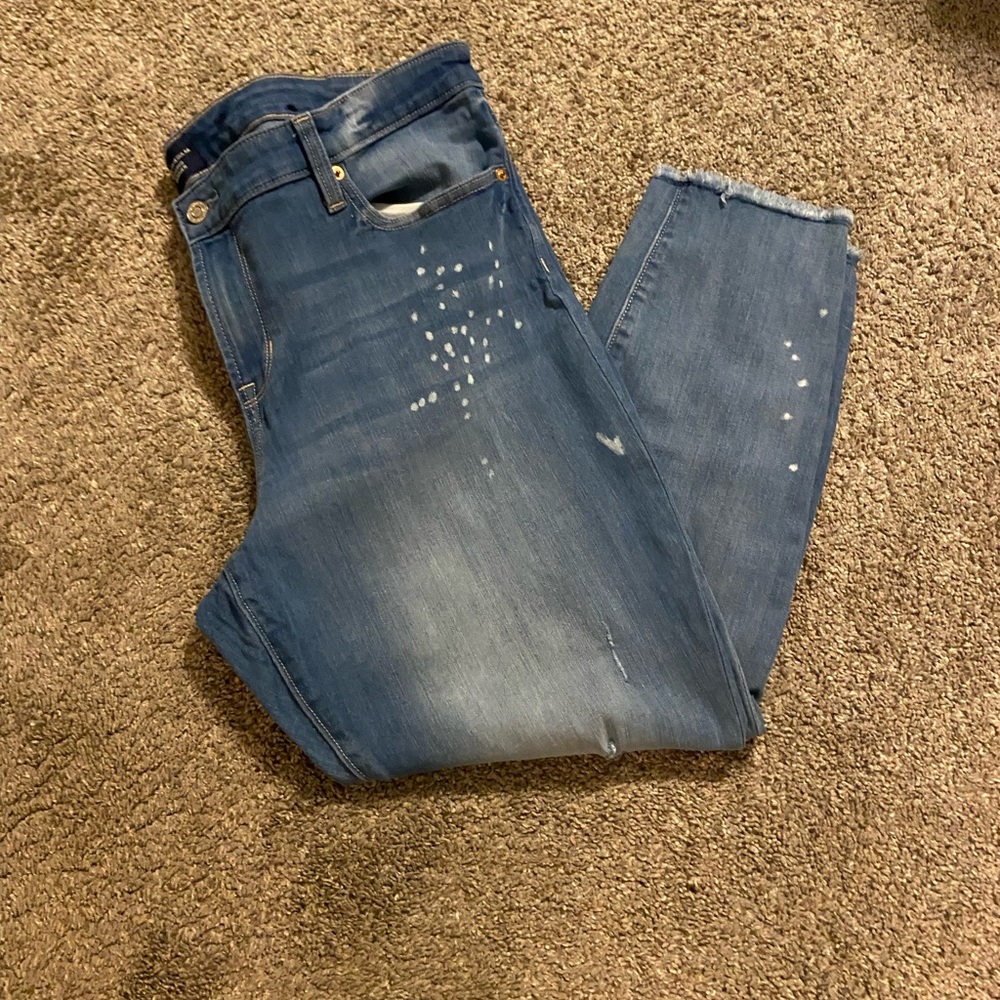 GAP Women's Medium Blue Skinny Jeans with Paint-Splatter Detail